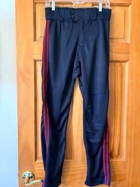 Men's Black Athletic Pants with Red Side Stripes